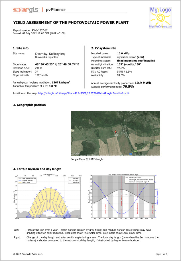 Custom logo for pvPlanner report: SolarGIS FAQ